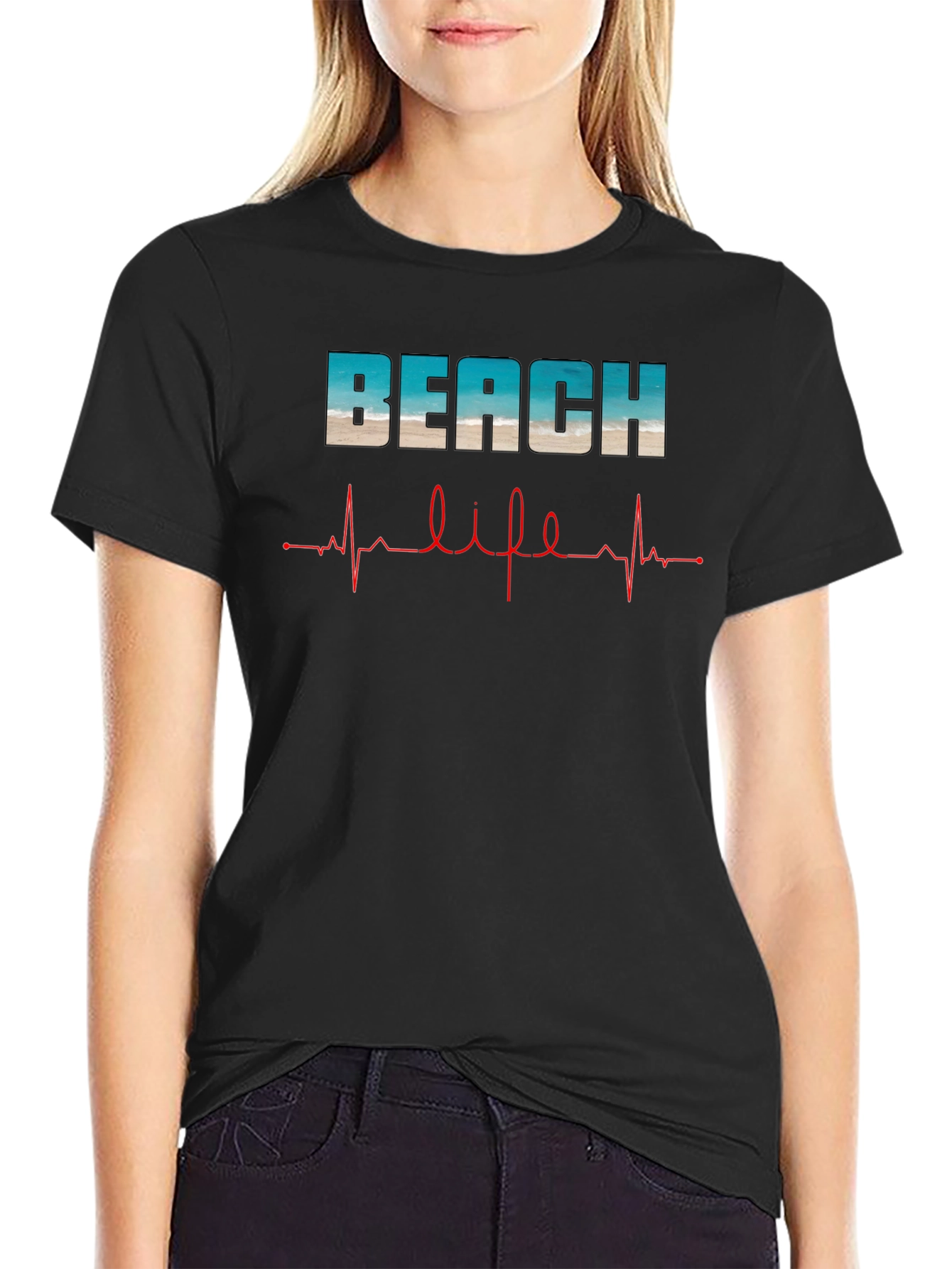 Beach Life Heartbeat T-Shirt - Relaxed Summer Vibes