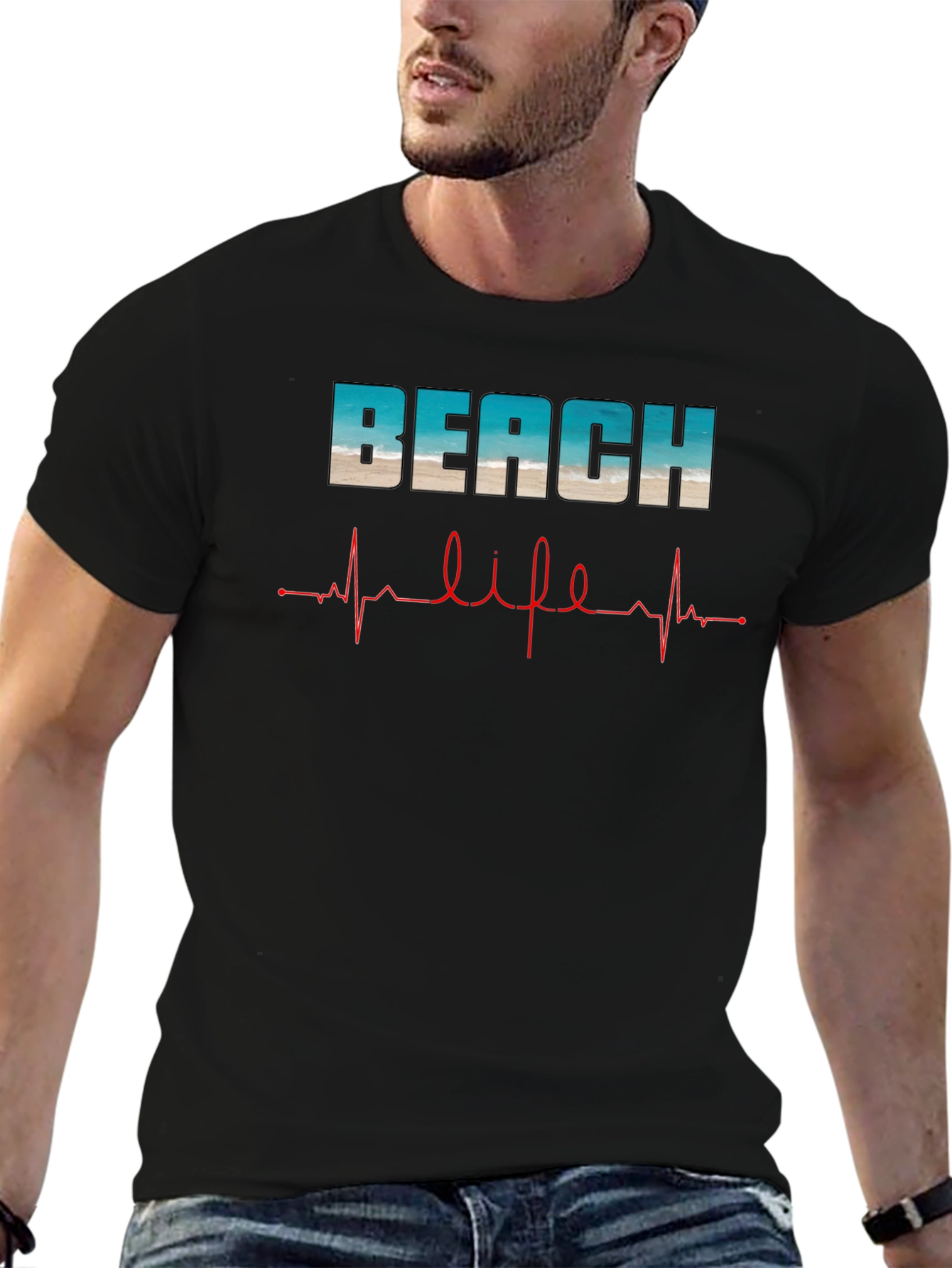 Beach Life Heartbeat T-Shirt - Relaxed Summer Vibes