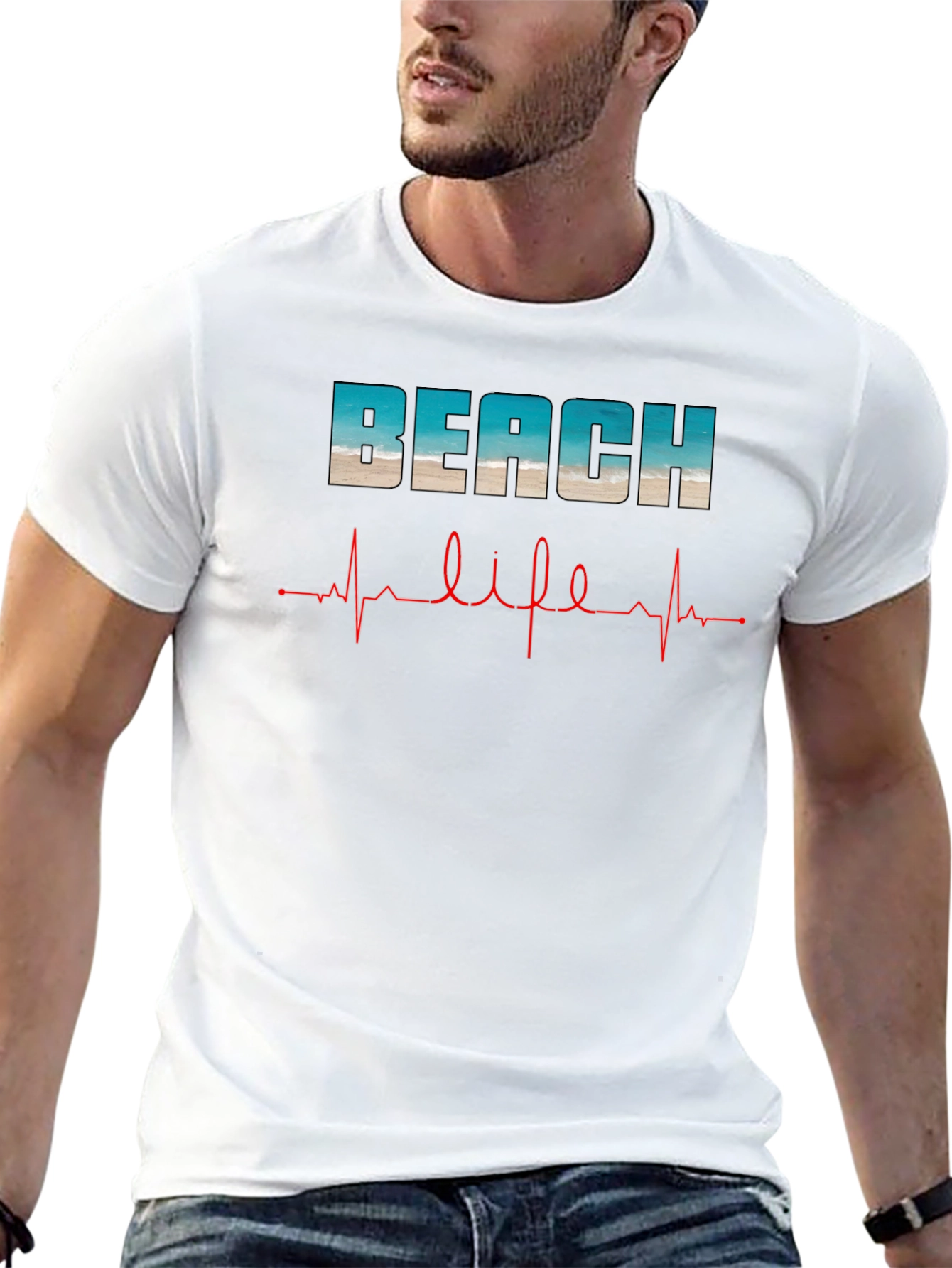 Beach Life Heartbeat T-Shirt - Relaxed Summer Vibes