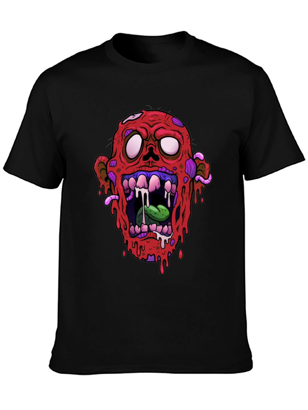 Zombie Head Graphic Black T-Shirt