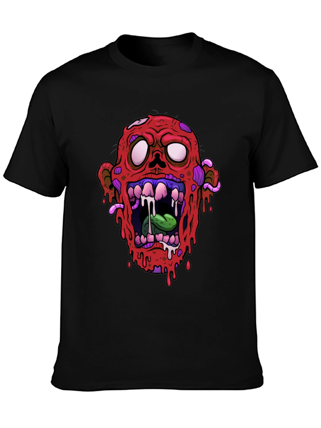 Zombie Head Graphic Black T-Shirt