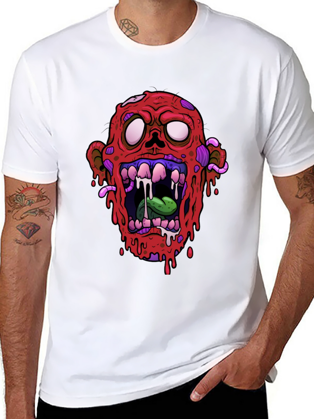 Zombie Head Graphic Black T-Shirt