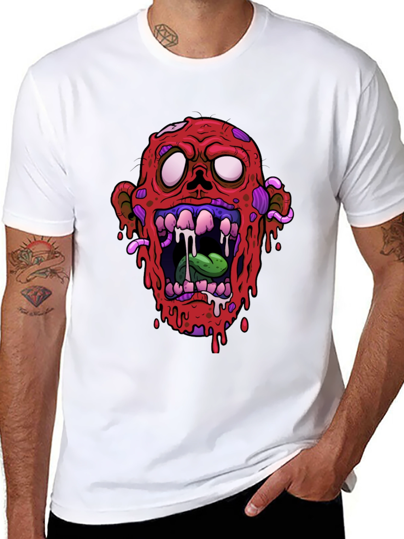 Zombie Head Graphic Black T-Shirt
