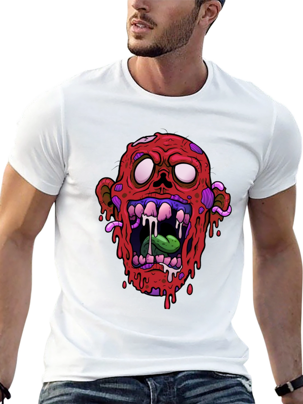 Zombie Head Graphic Black T-Shirt
