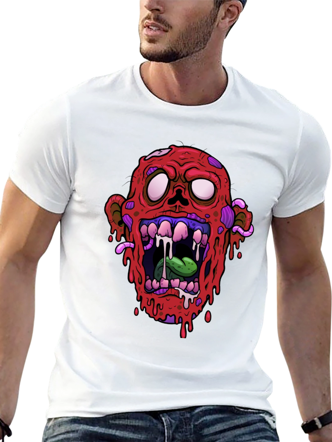 Zombie Head Graphic Black T-Shirt