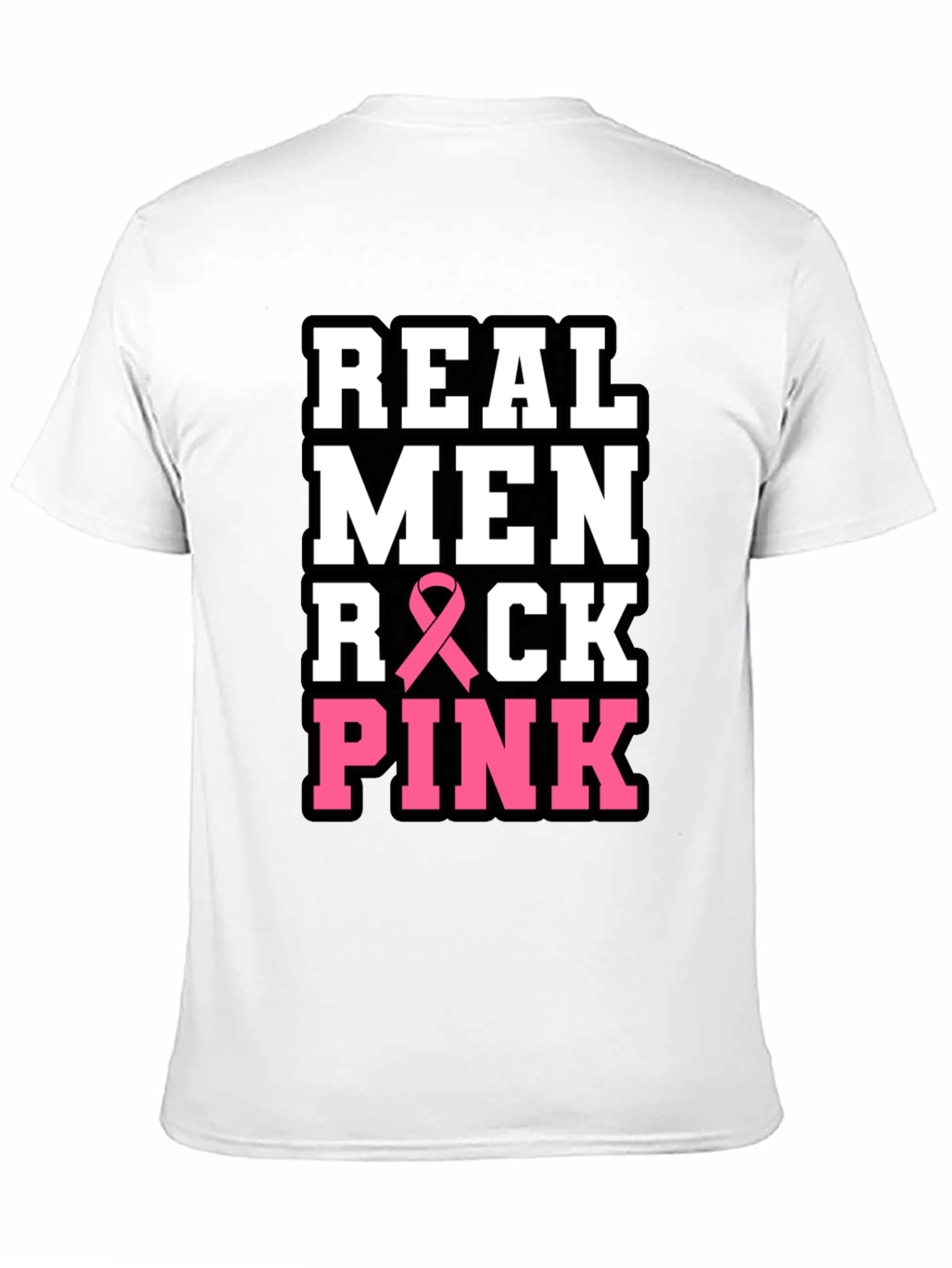 Real Men Rock Pink Breast Cancer Awareness T-Shirt