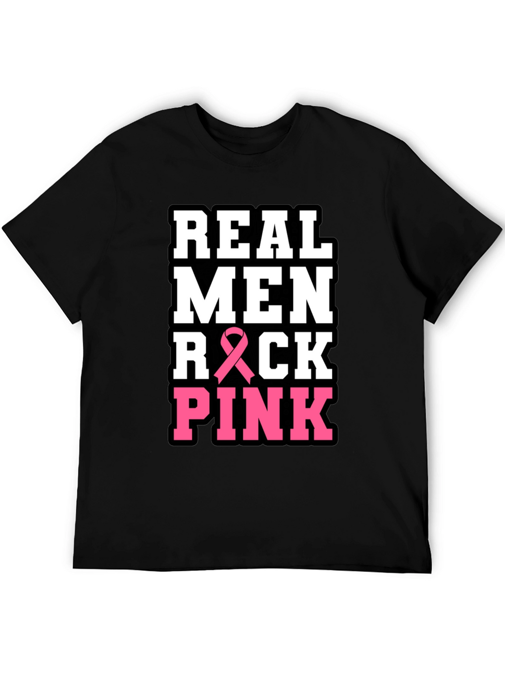Real Men Rock Pink Breast Cancer Awareness T-Shirt
