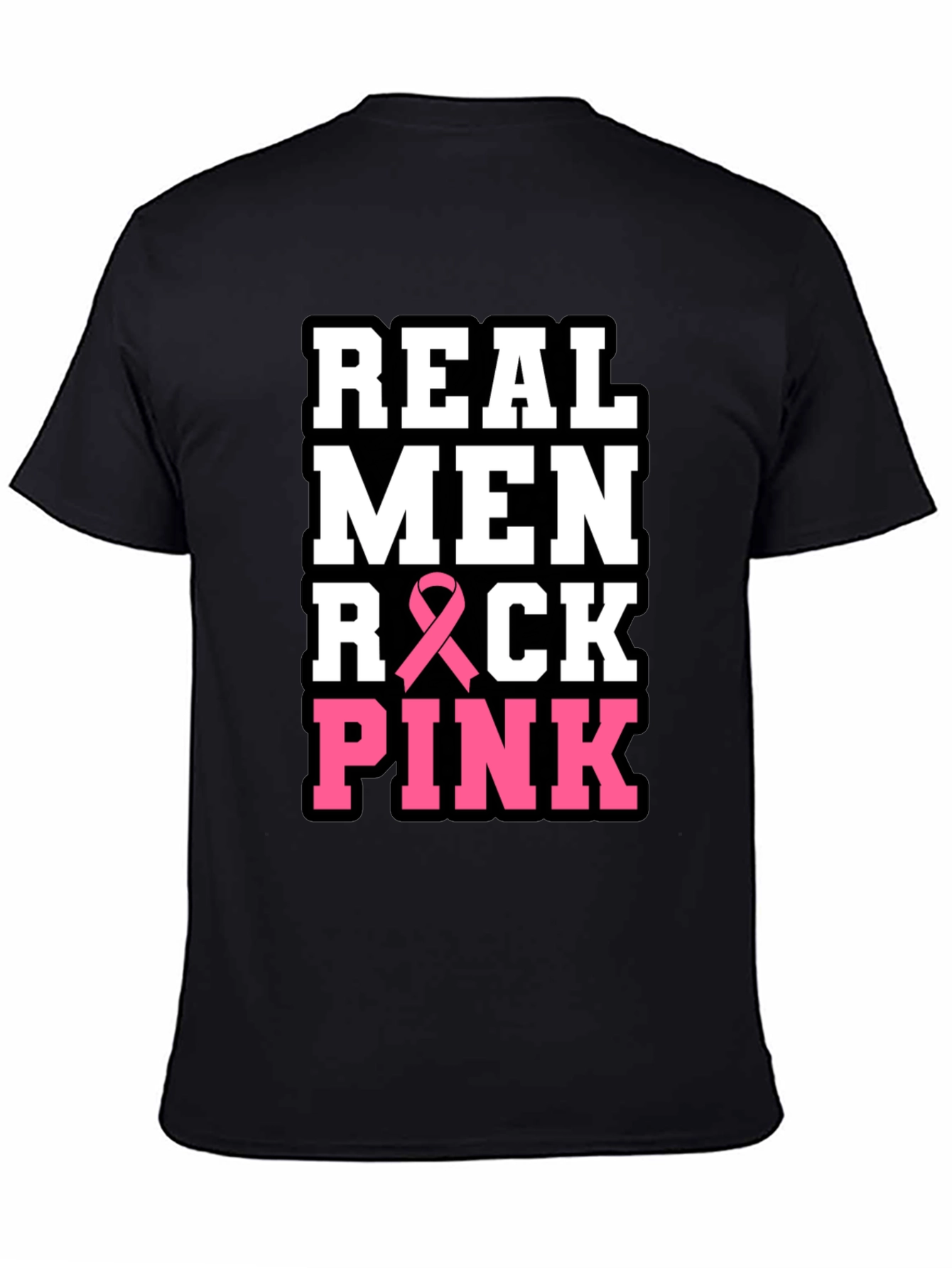 Real Men Rock Pink Breast Cancer Awareness T-Shirt
