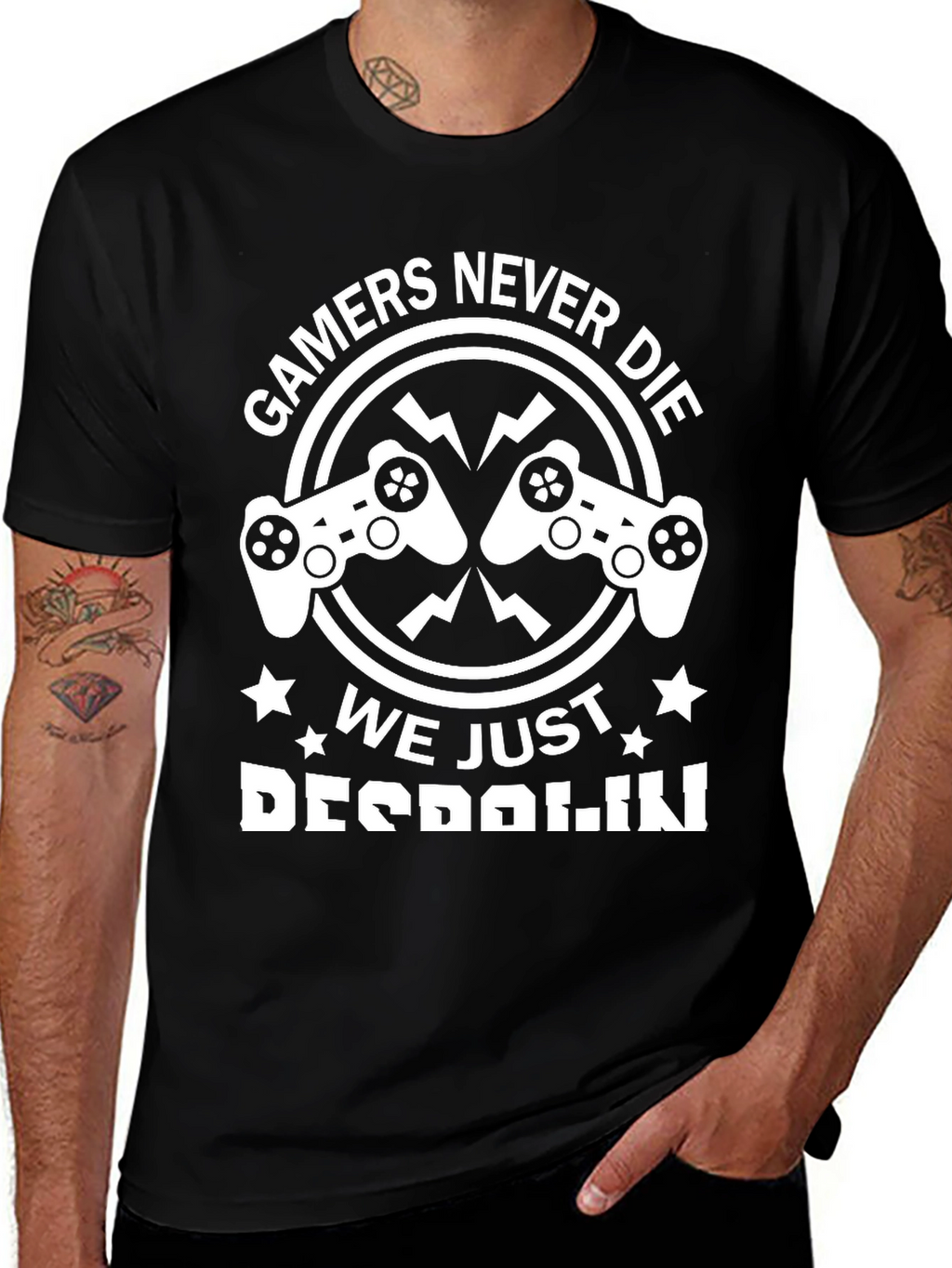 Gamers Never Die Funny Graphic Tee
