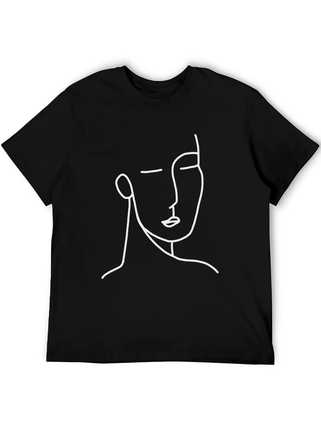 Minimalist Line Art Black T-Shirt