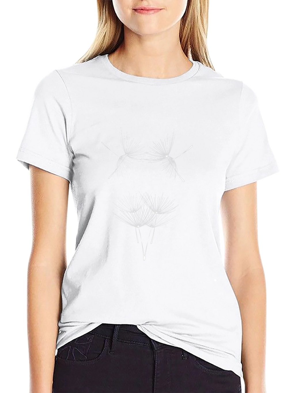 Minimalist Dandelion Seed Graphic Black T-Shirt