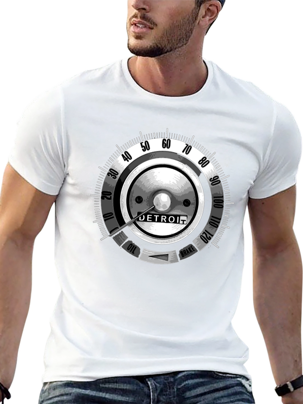 Detroit Car Gauge Graphic Black T-Shirt