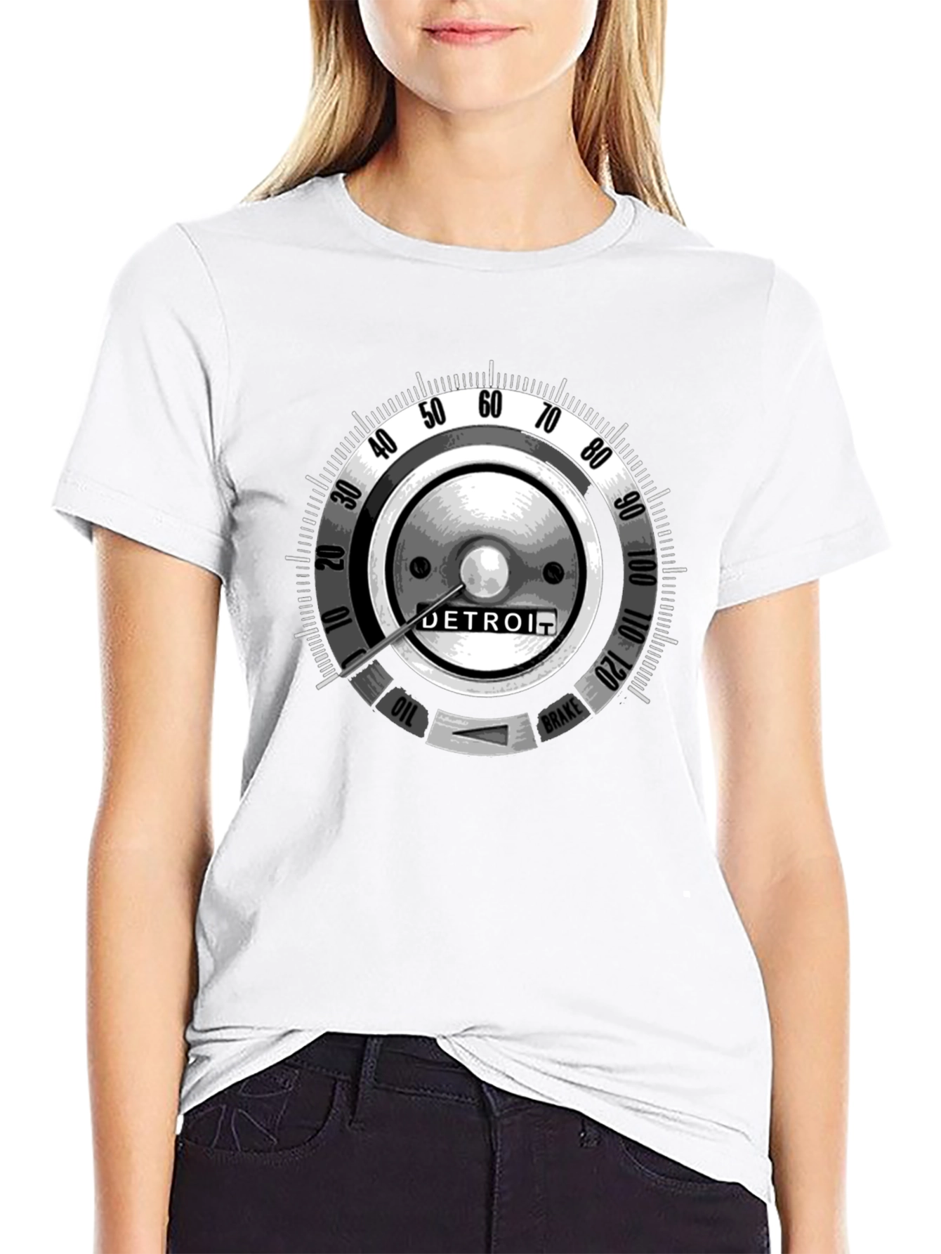 Detroit Car Gauge Graphic Black T-Shirt