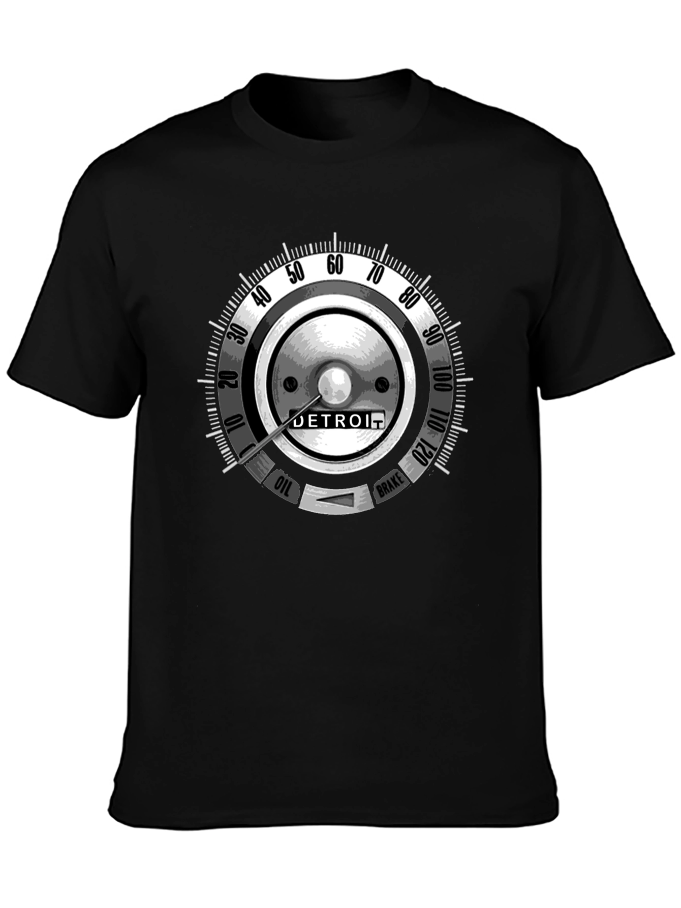 Detroit Car Gauge Graphic Black T-Shirt