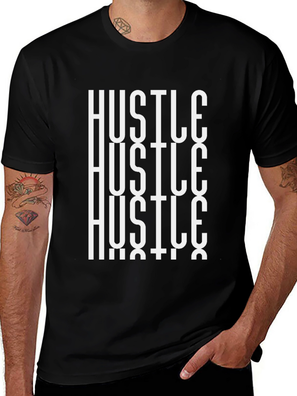 Hustle Graphic Tee - Black Casual T-Shirt