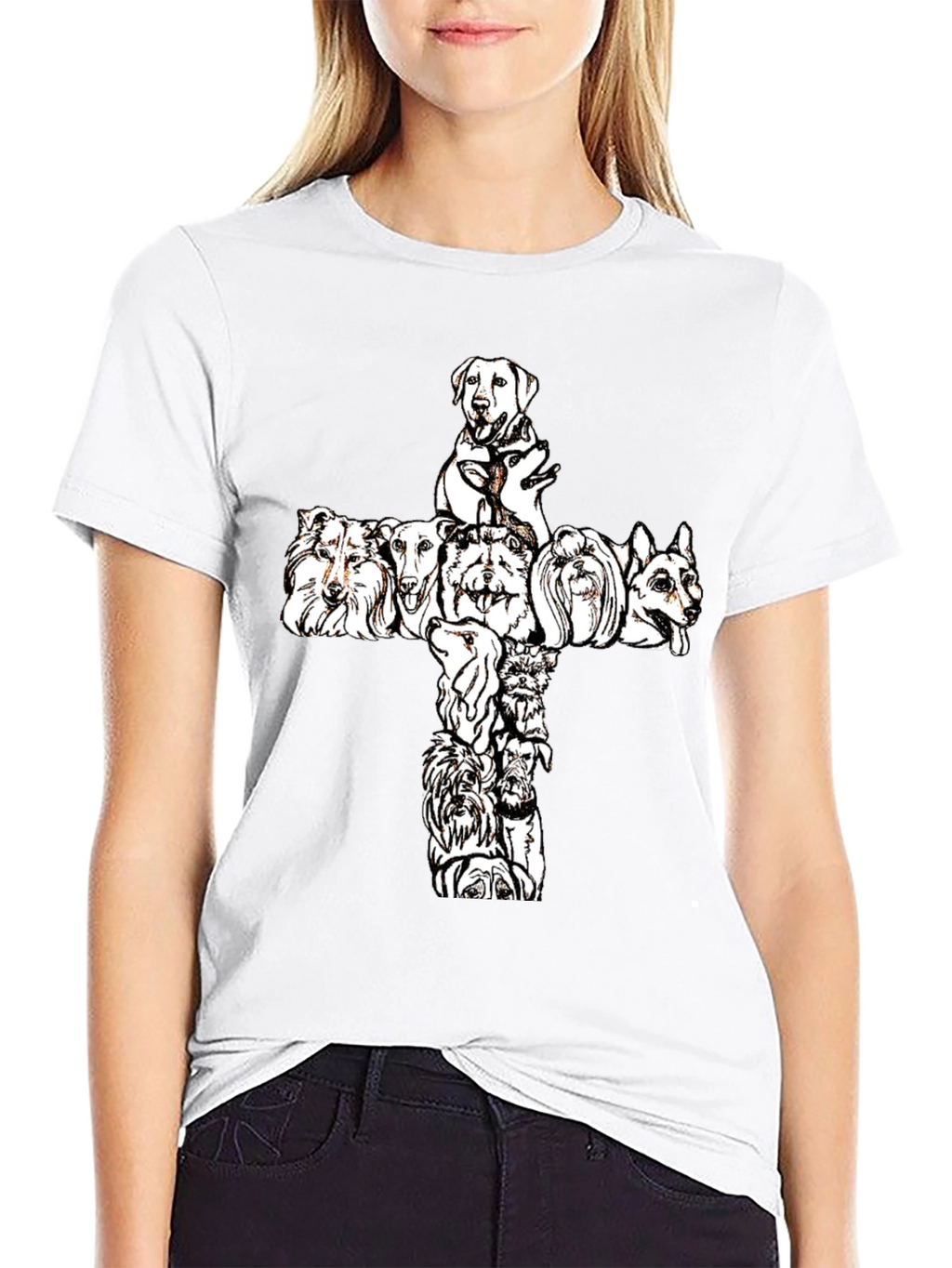 Dog Breed Cross Graphic Tee - Black