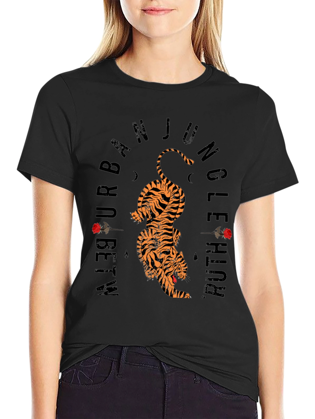 Urban Jungle Tiger Graphic Tee - Black Cotton