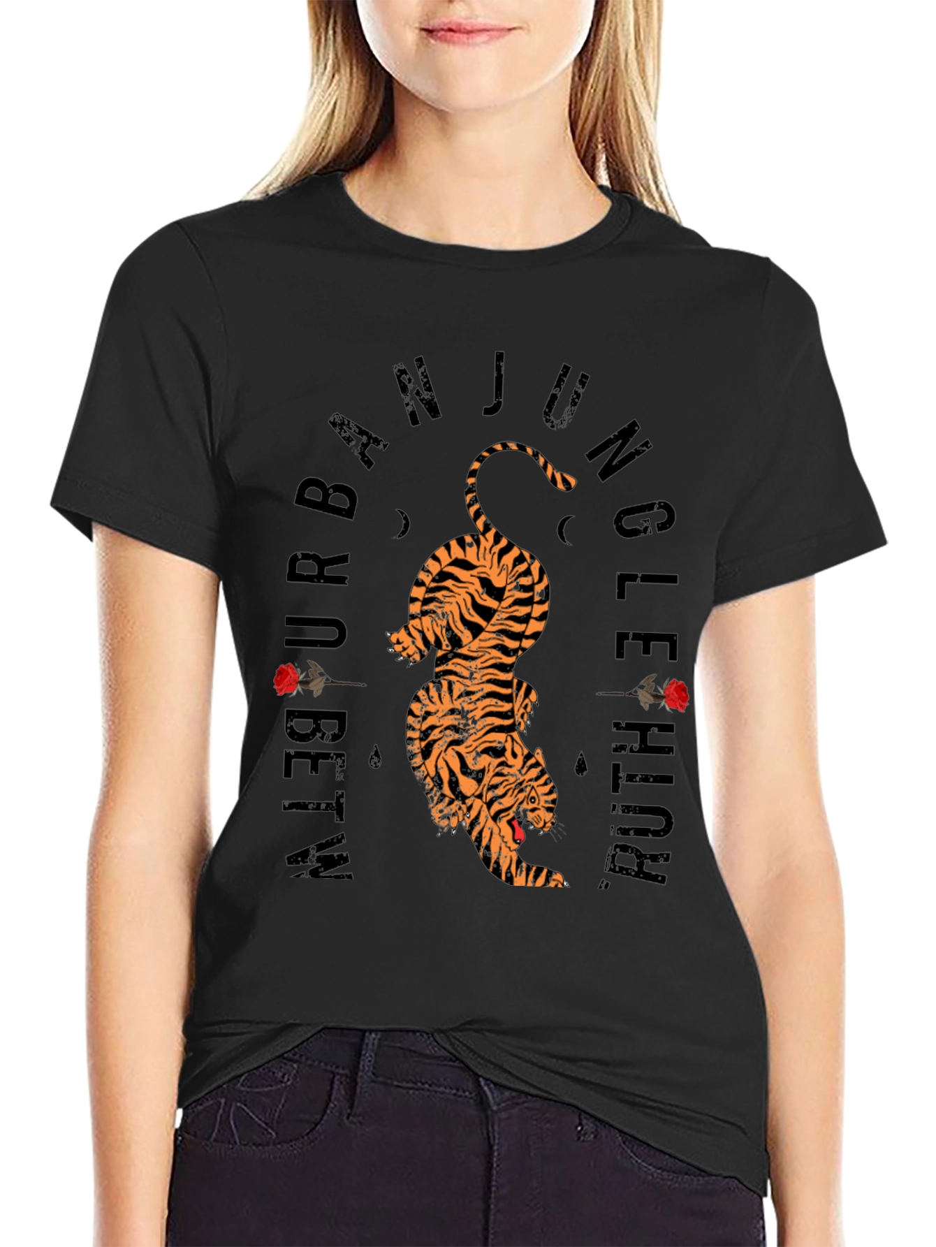 Urban Jungle Tiger Graphic Tee - Black Cotton