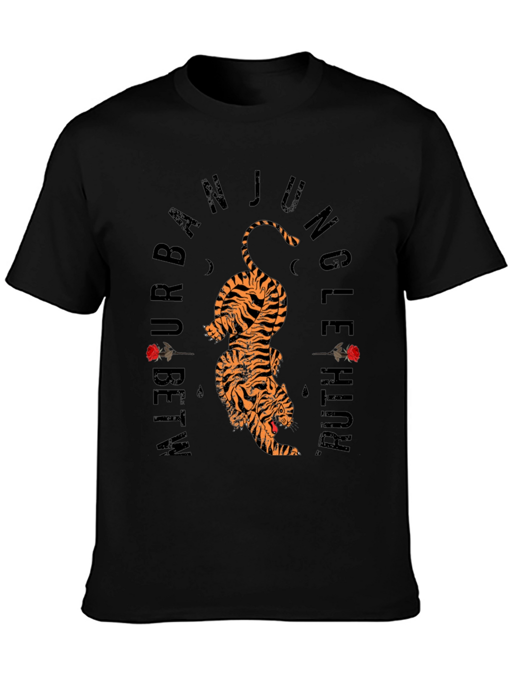 Urban Jungle Tiger Graphic Tee - Black Cotton