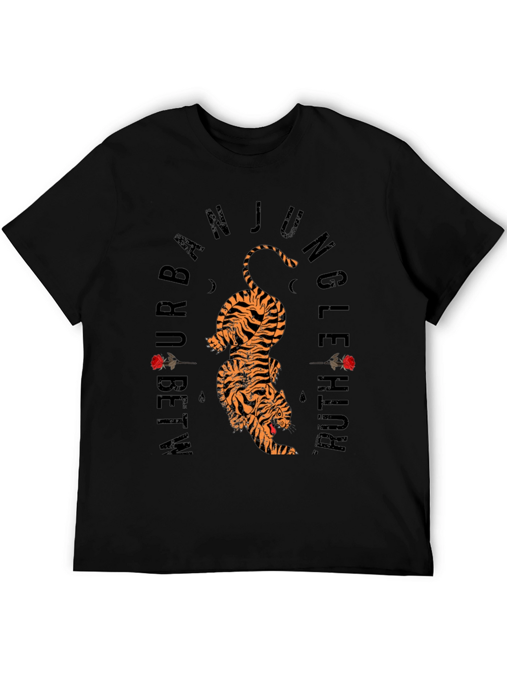 Urban Jungle Tiger Graphic Tee - Black Cotton