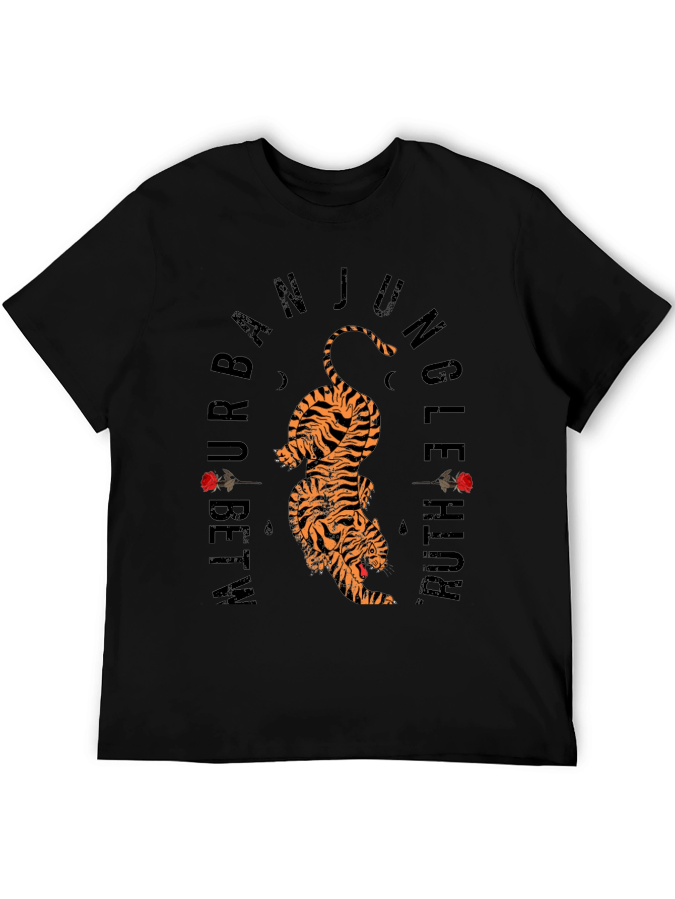Urban Jungle Tiger Graphic Tee - Black Cotton