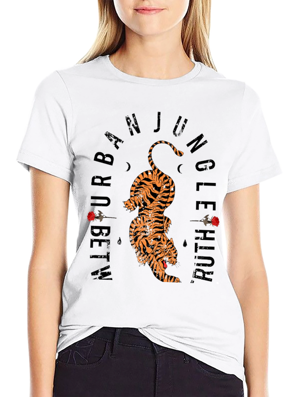 Urban Jungle Tiger Graphic Tee - Black Cotton