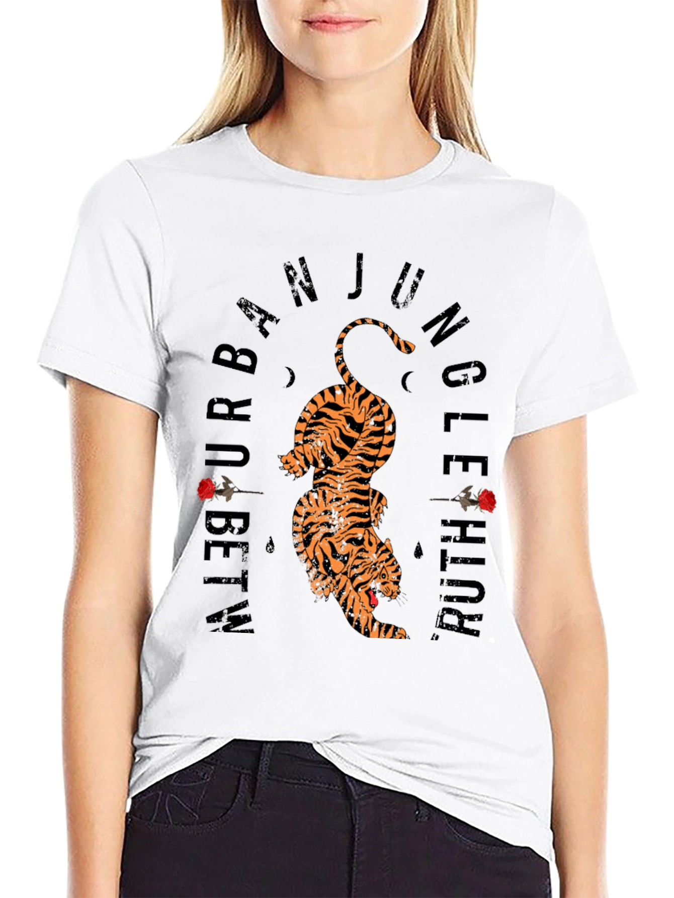 Urban Jungle Tiger Graphic Tee - Black Cotton