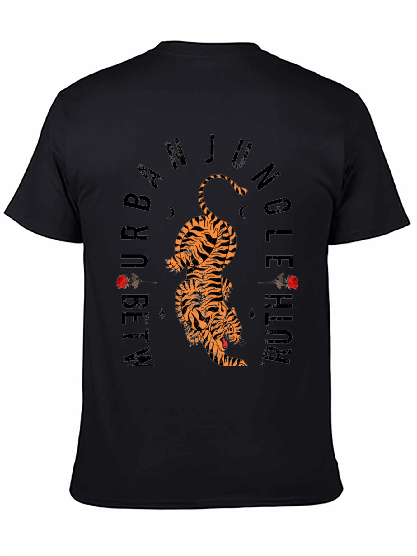 Urban Jungle Tiger Graphic Tee - Black Cotton