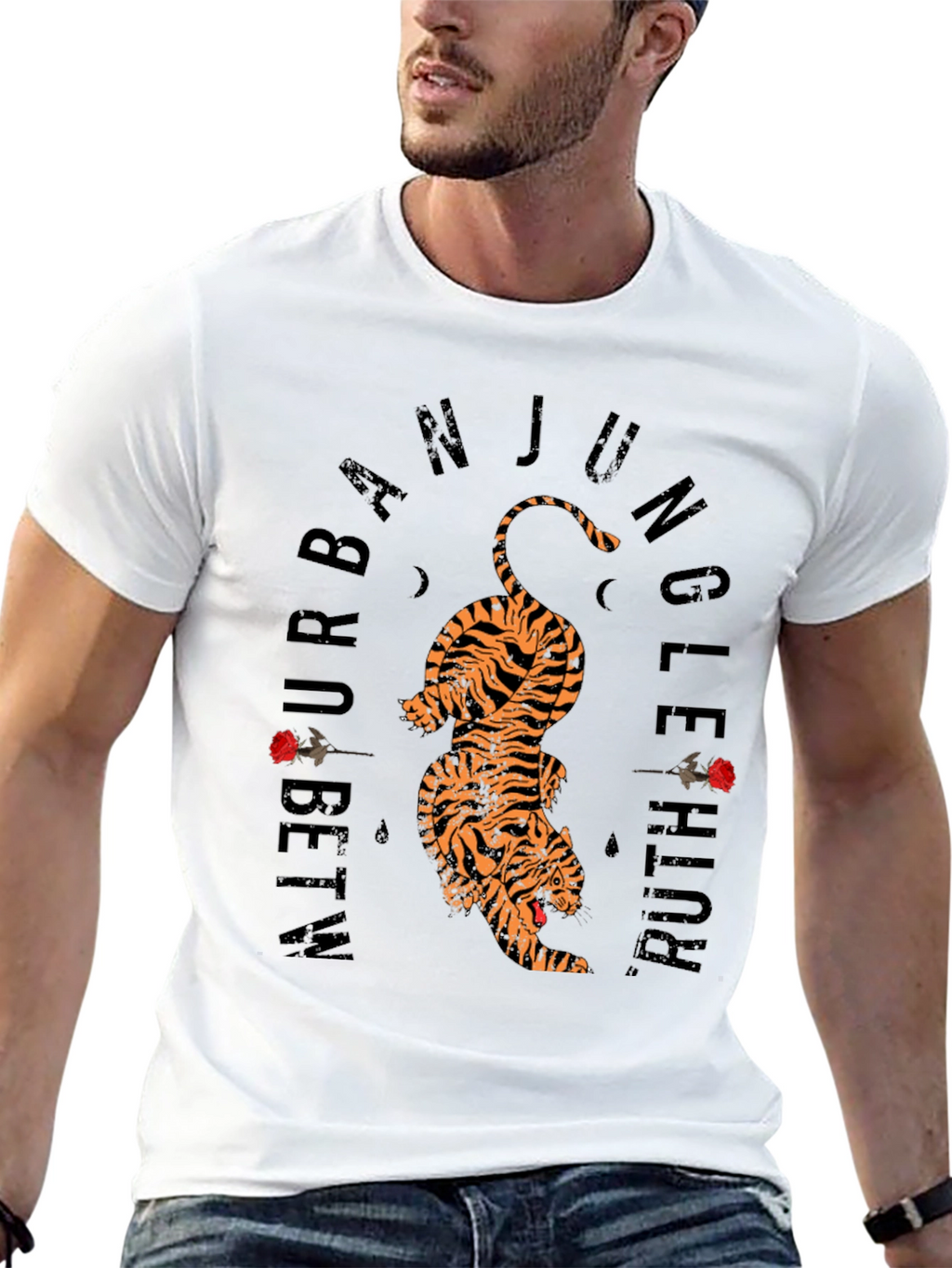 Urban Jungle Tiger Graphic Tee - Black Cotton