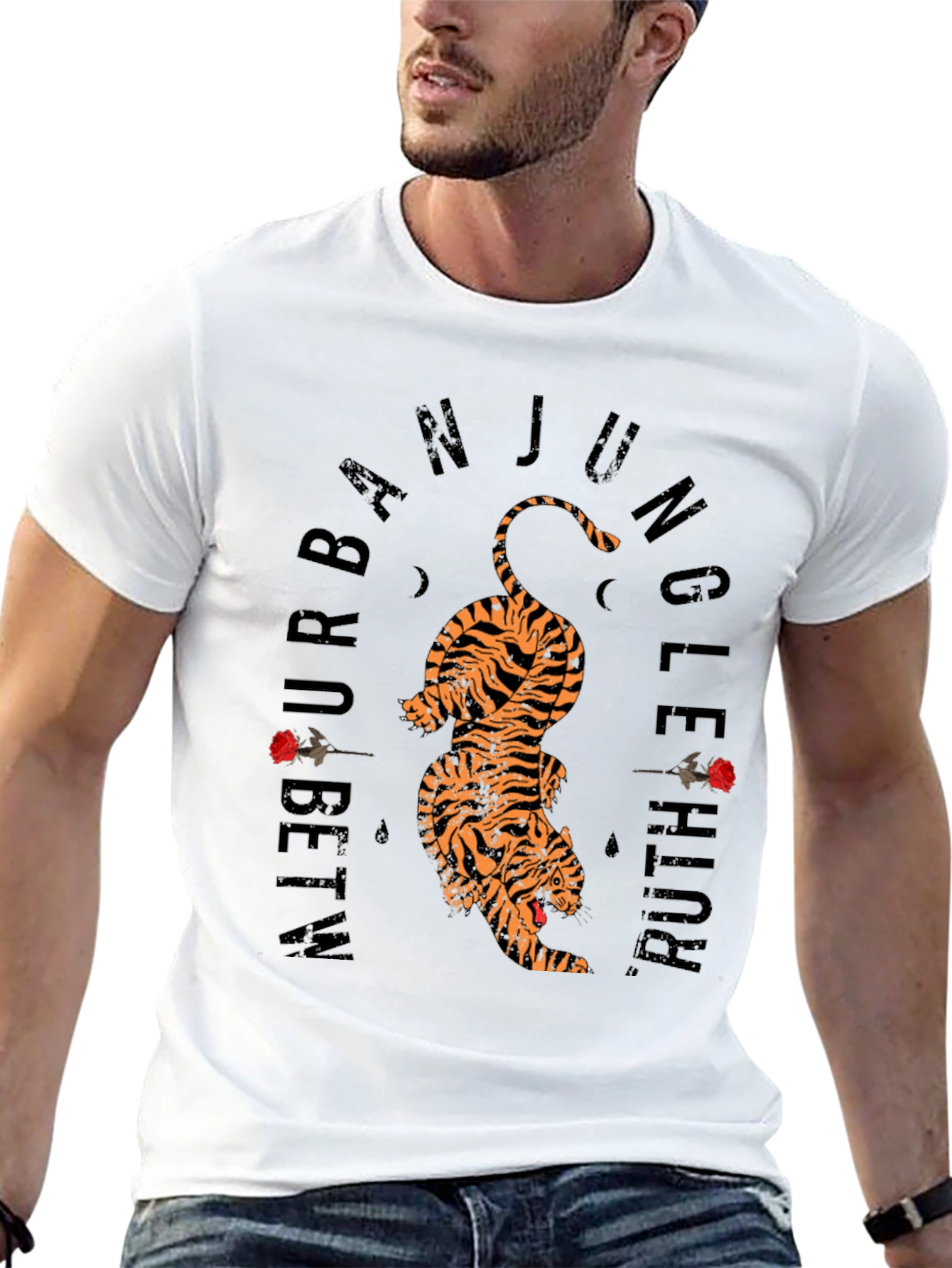 Urban Jungle Tiger Graphic Tee - Black Cotton