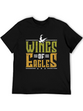 Wings of Eagles Graphic Tee - Black Cotton T-Shirt