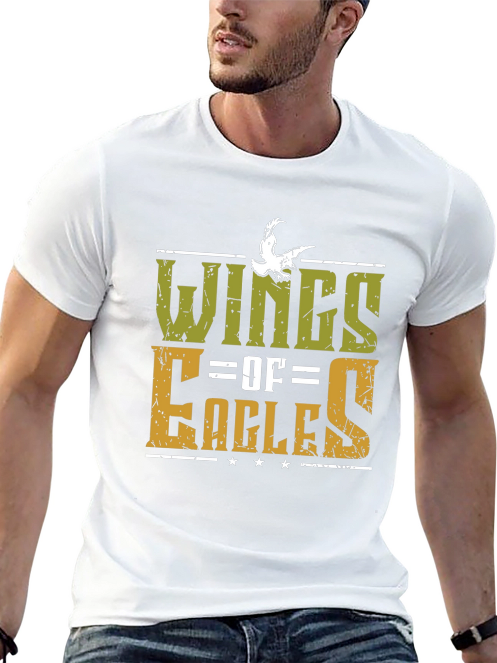 Wings of Eagles Graphic Tee - Black Cotton T-Shirt