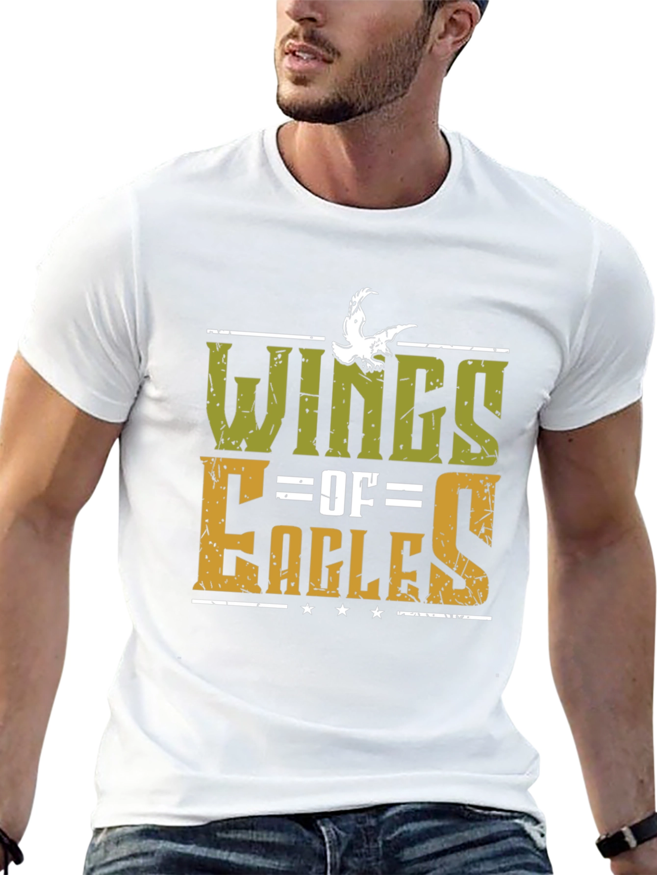 Wings of Eagles Graphic Tee - Black Cotton T-Shirt