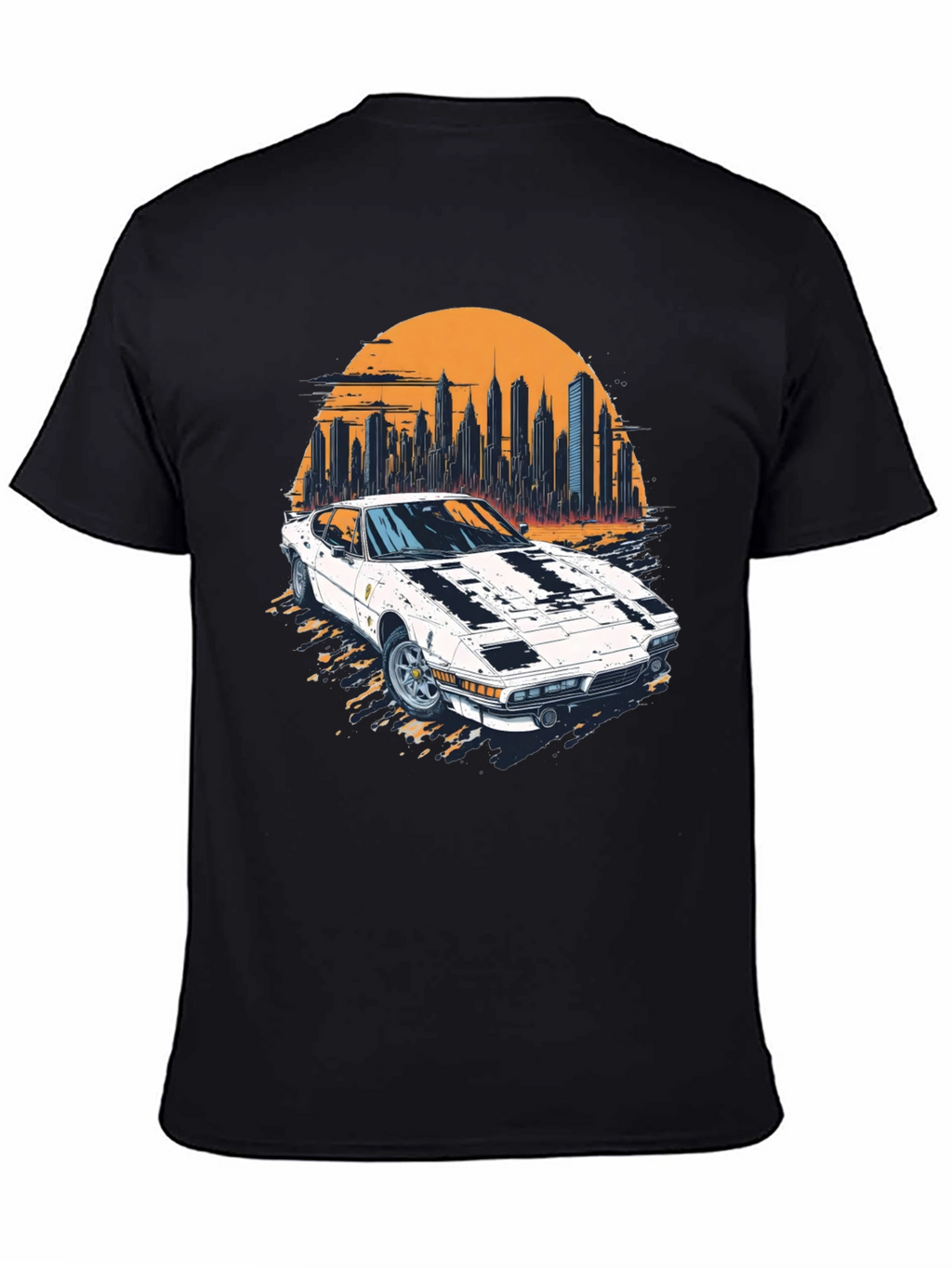 Retro Car & Cityscape Graphic Tee
