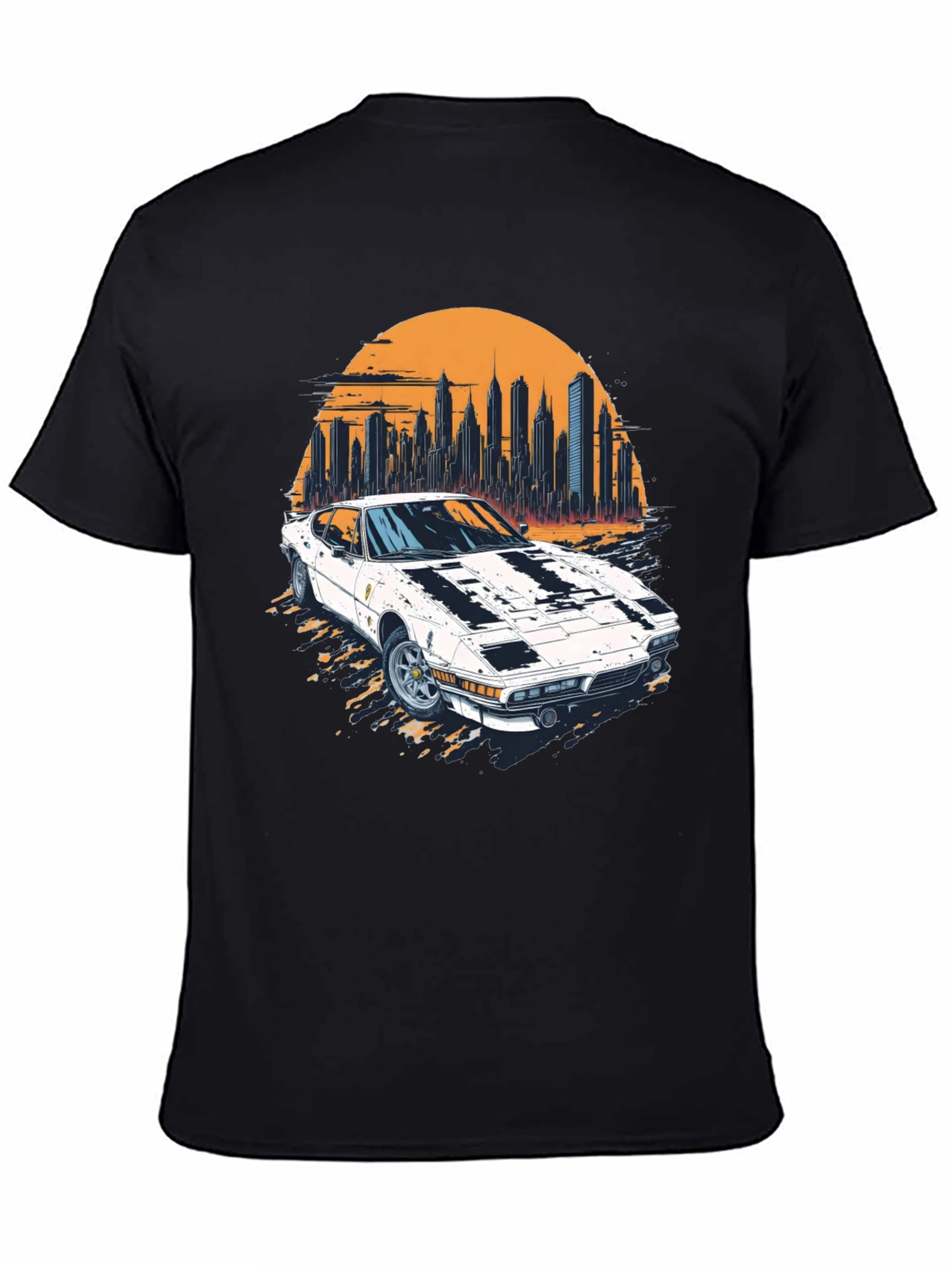 Retro Car & Cityscape Graphic Tee