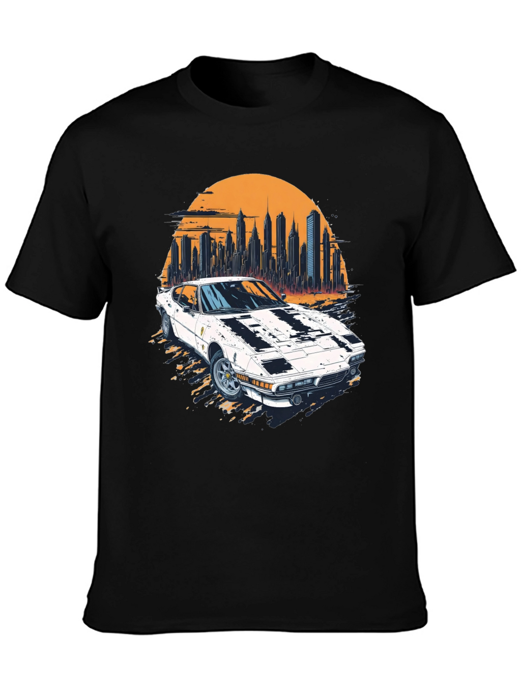 Retro Car & Cityscape Graphic Tee