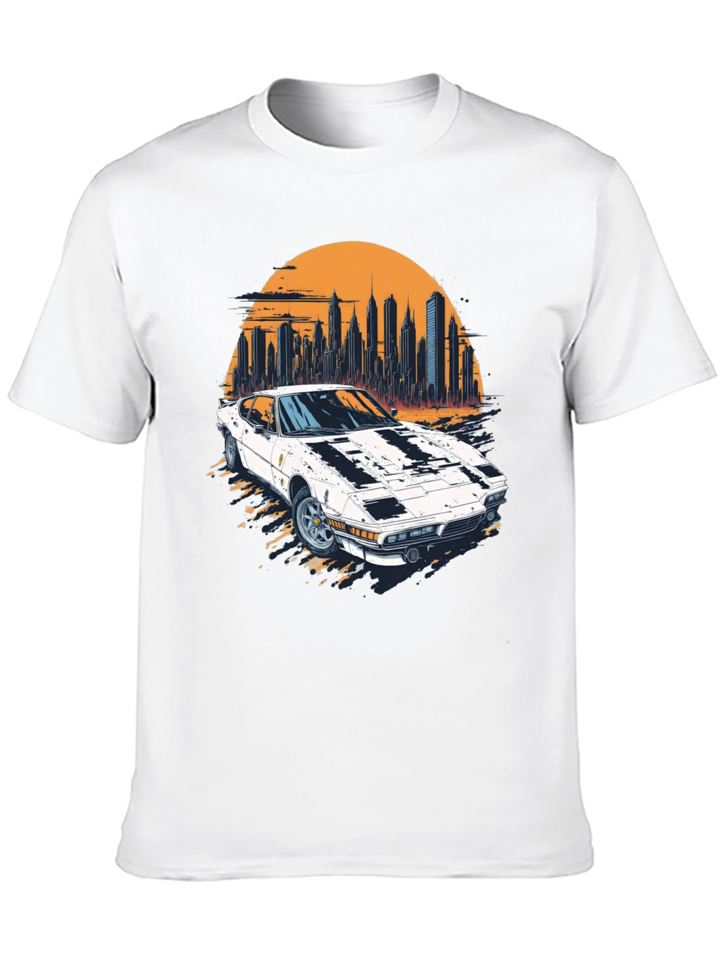 Retro Car & Cityscape Graphic Tee