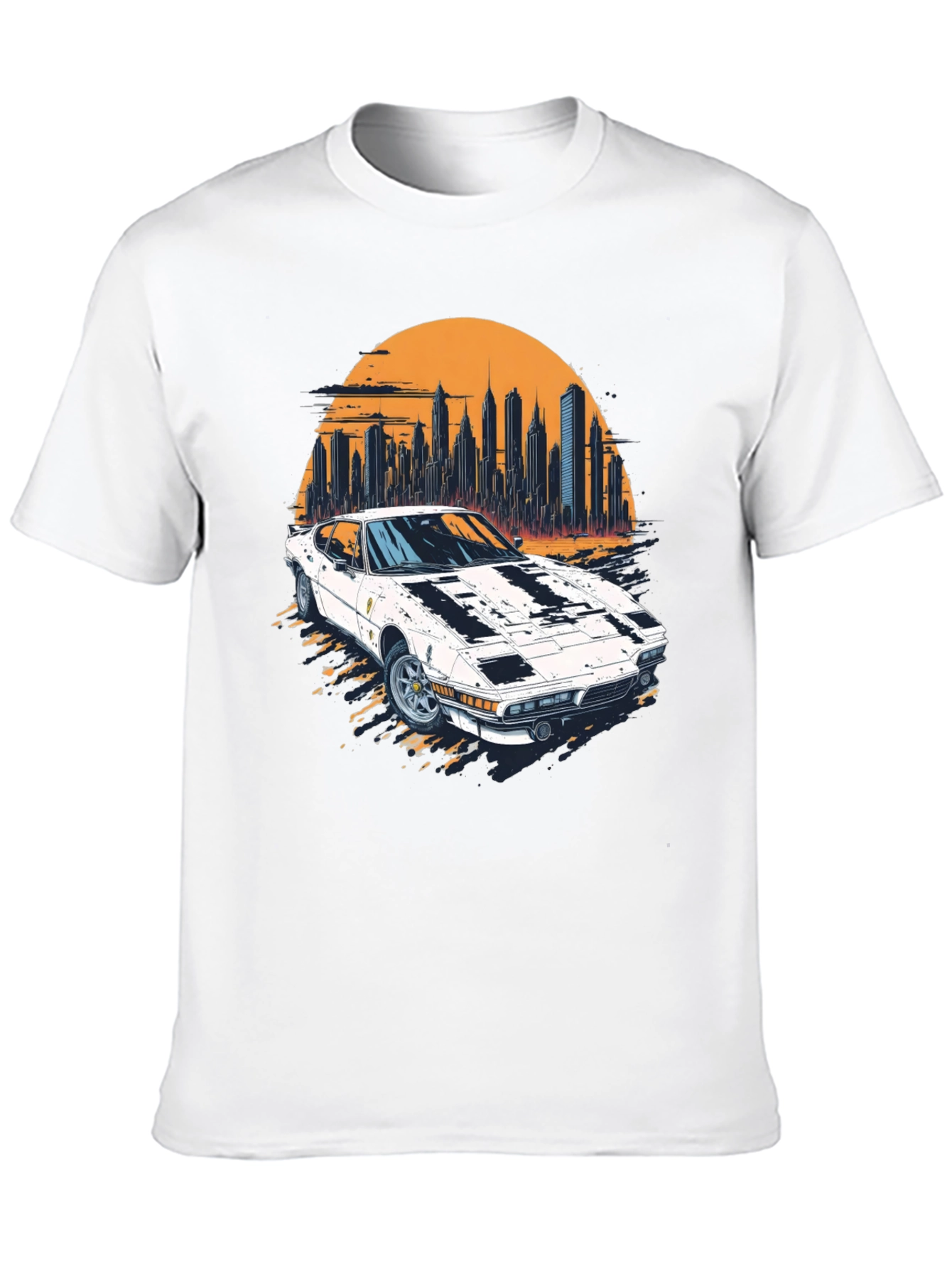 Retro Car & Cityscape Graphic Tee