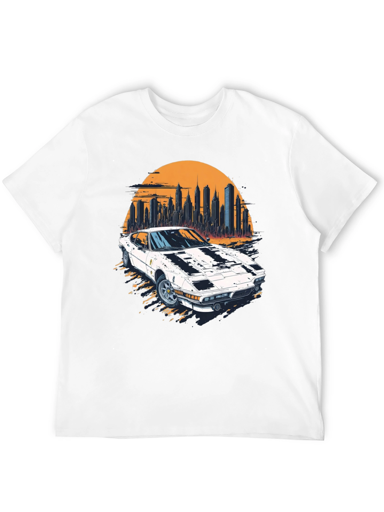 Retro Car & Cityscape Graphic Tee