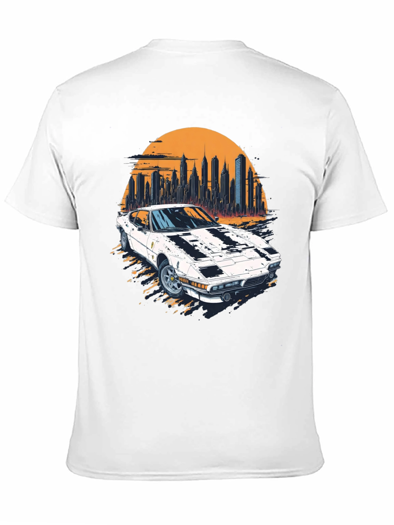 Retro Car & Cityscape Graphic Tee