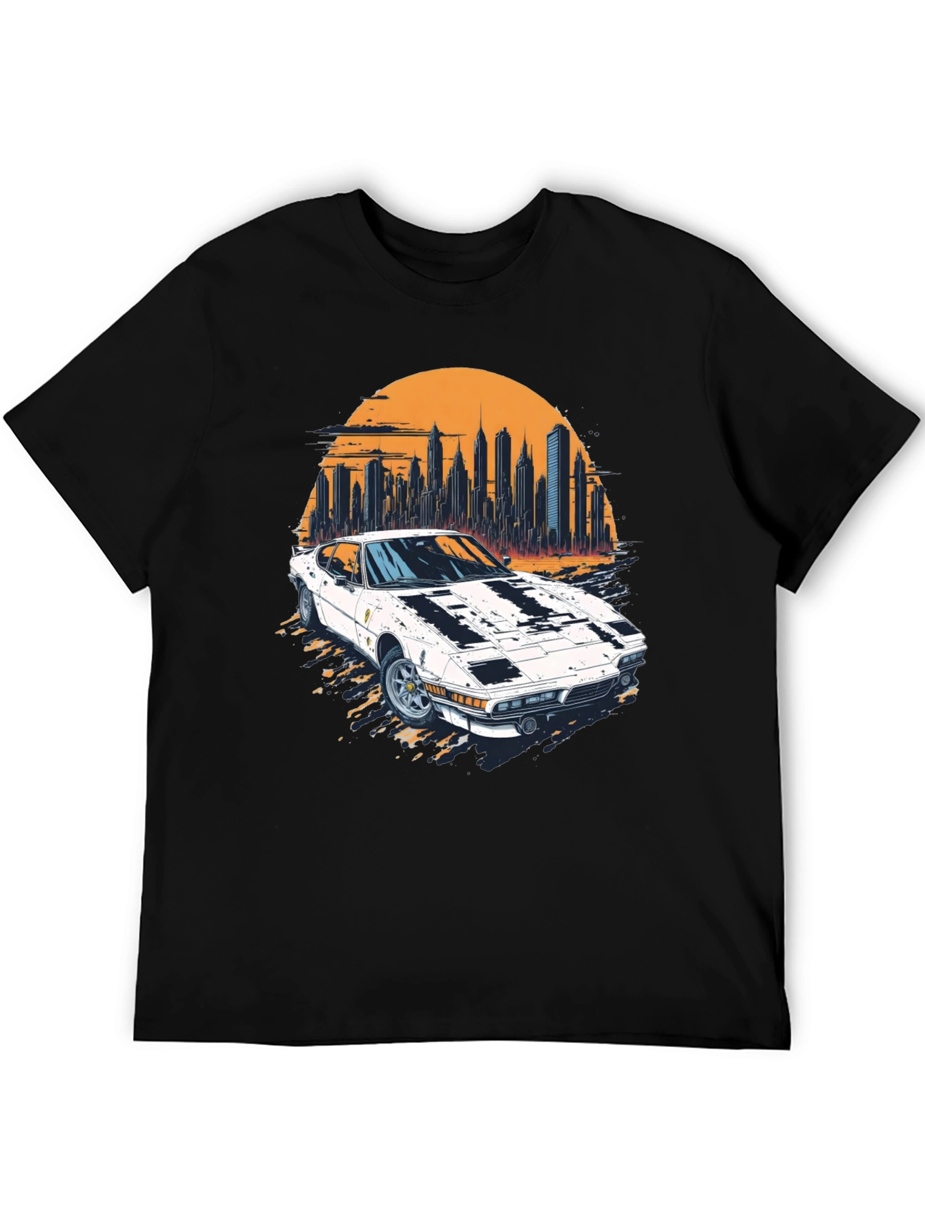 Retro Car & Cityscape Graphic Tee