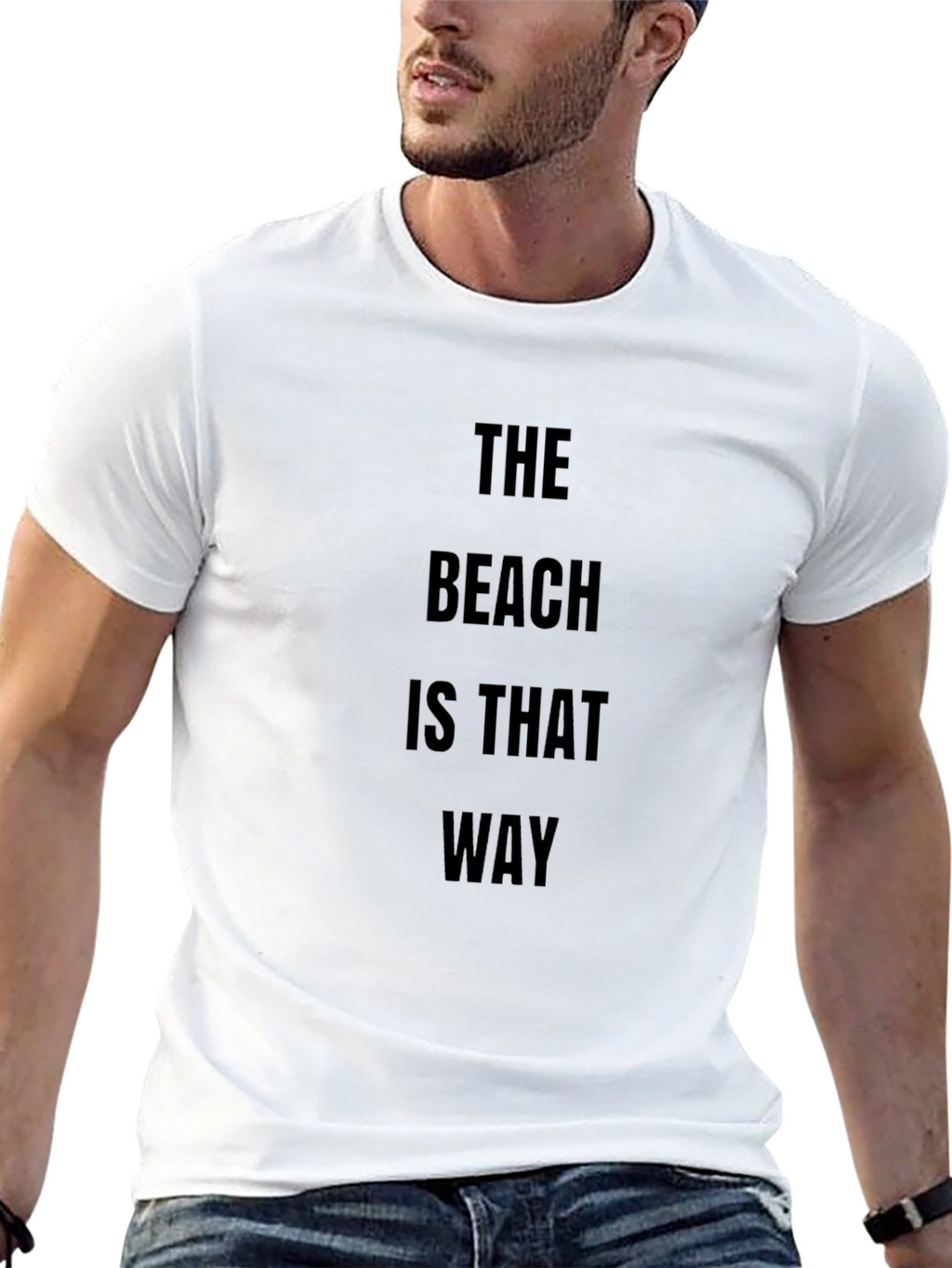 The Beach Is That Way Black Graphic Tee