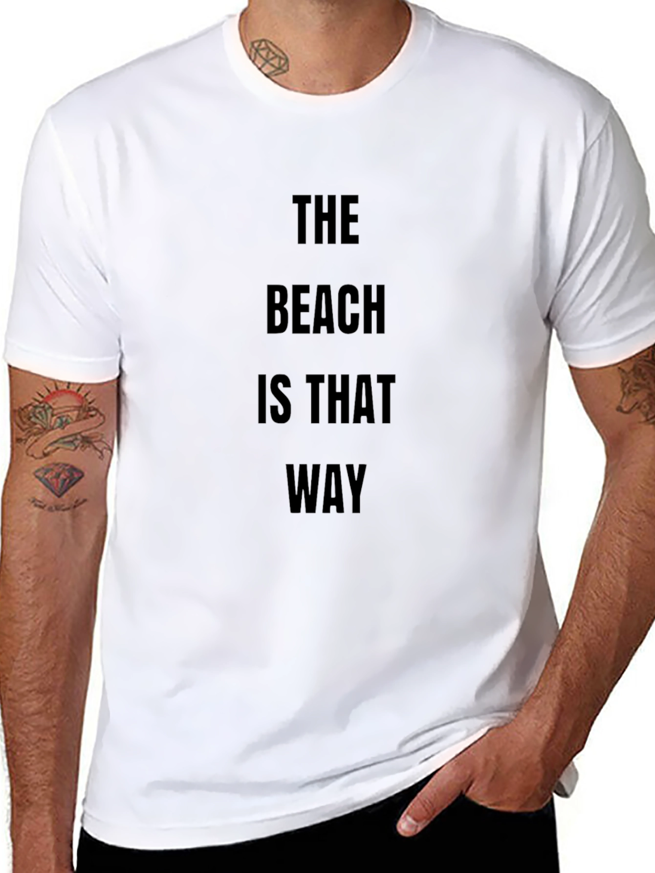The Beach Is That Way Black Graphic Tee