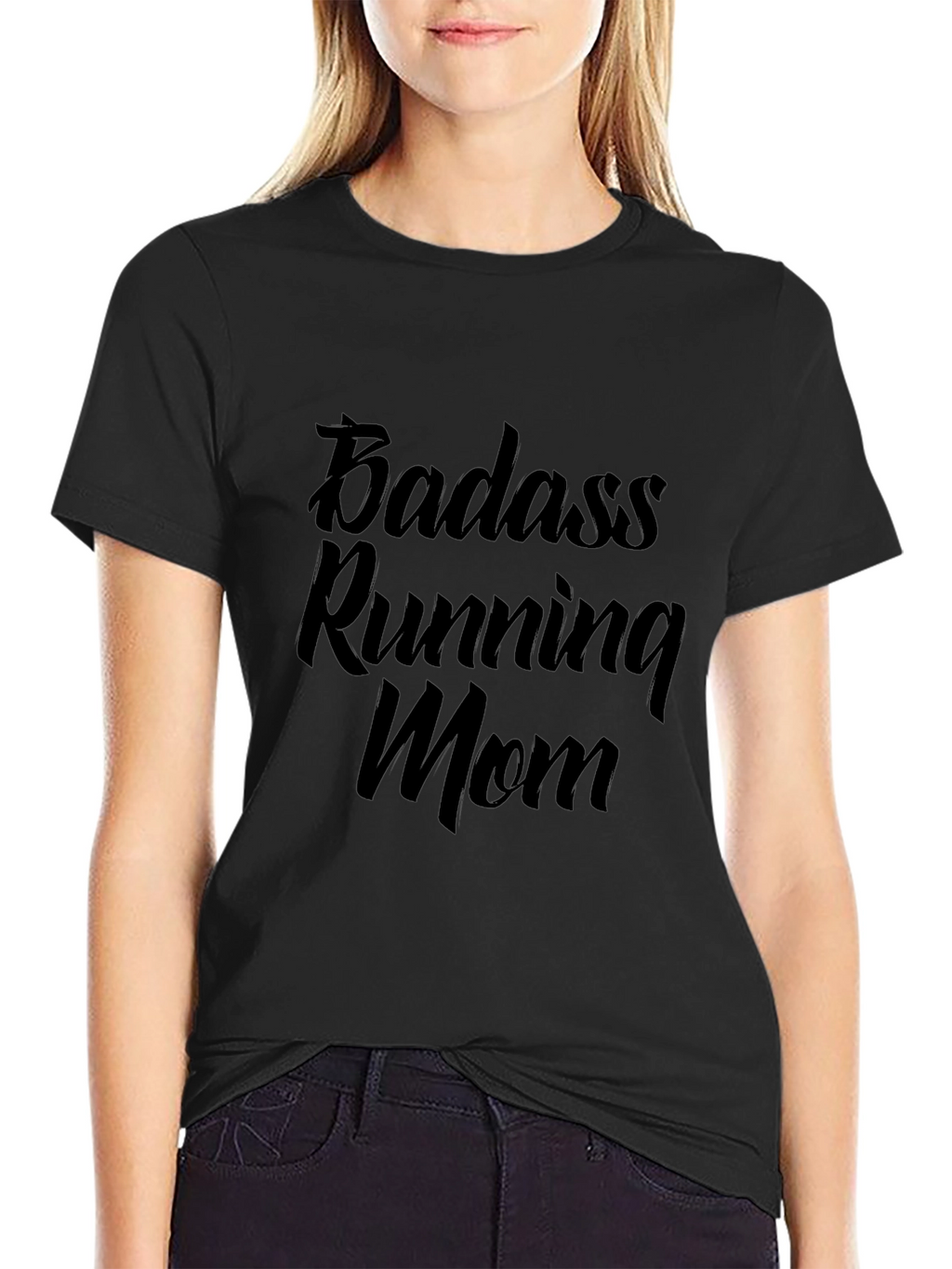 Badass Running Mom Black T-Shirt