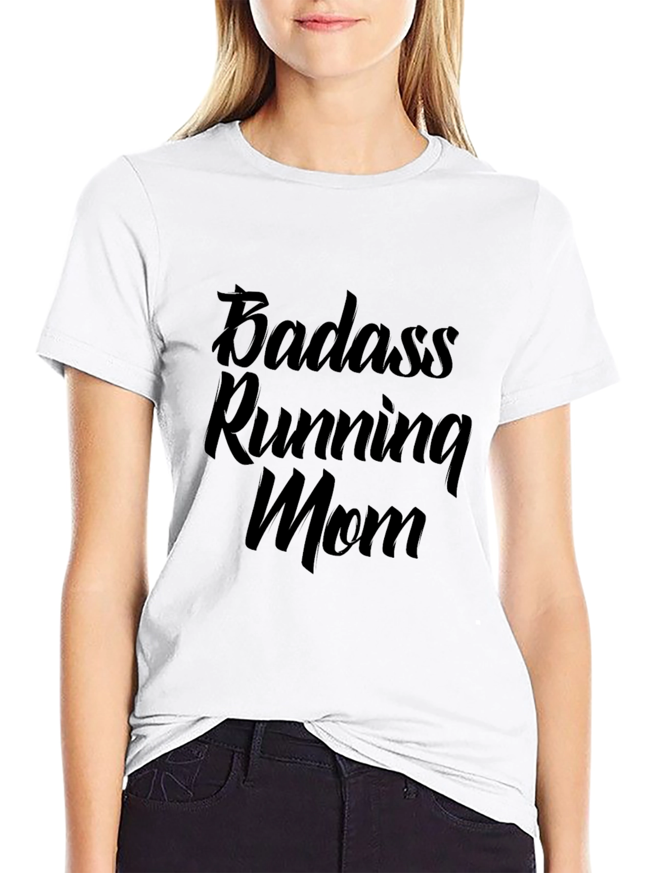 Badass Running Mom Black T-Shirt