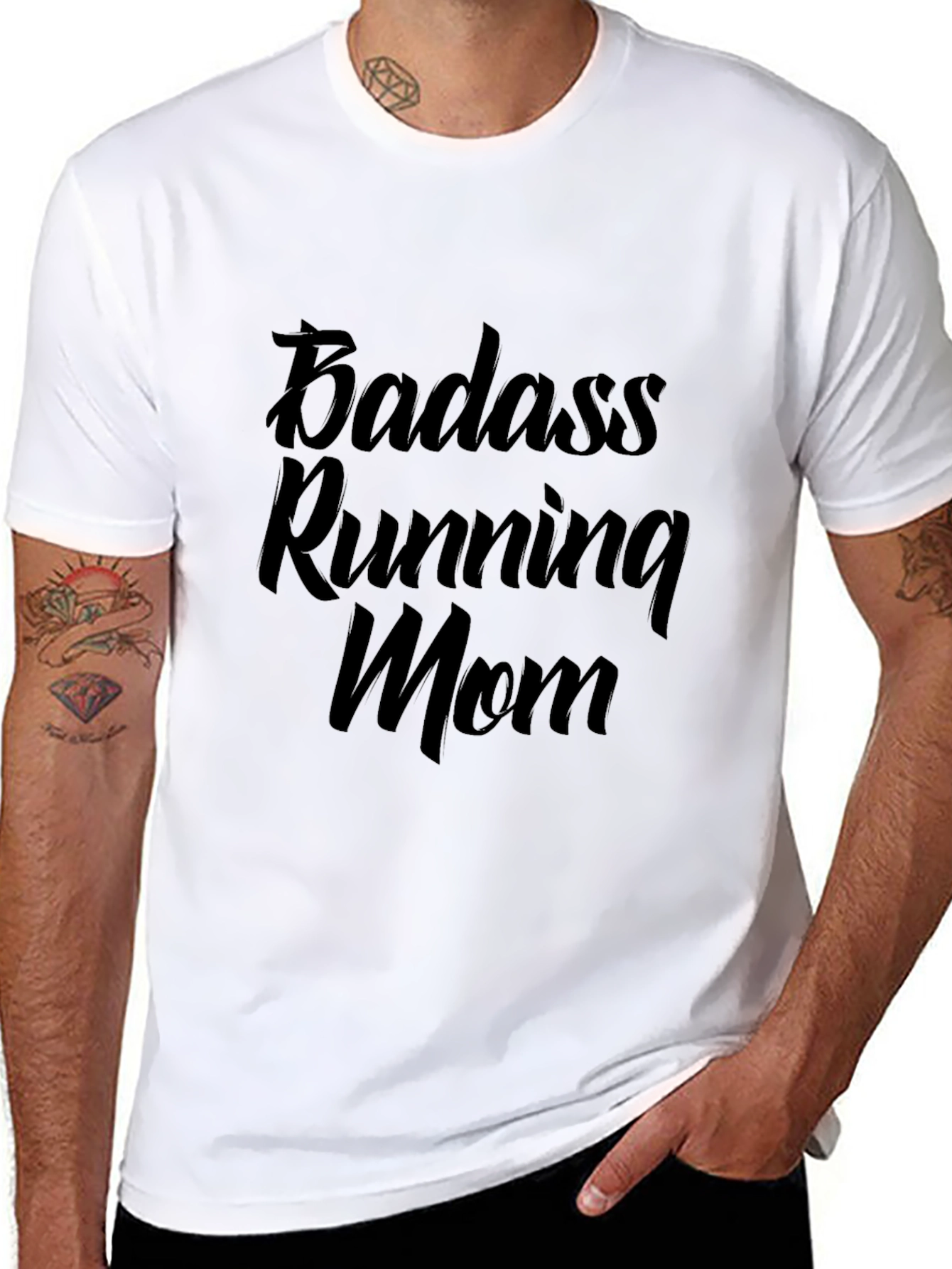 Badass Running Mom Black T-Shirt