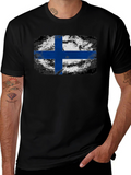 Finnish Flag Grunge Style T-Shirt