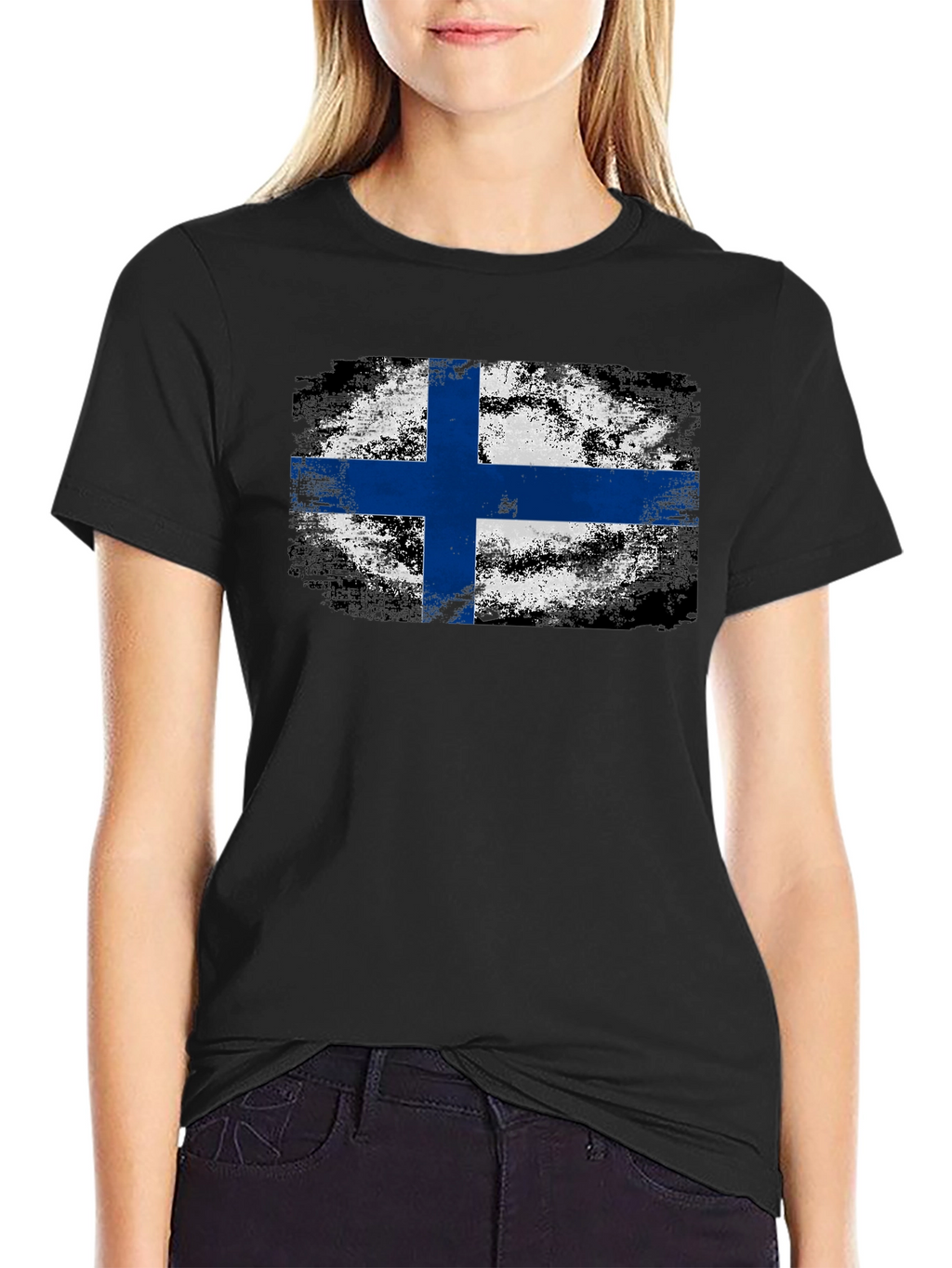 Finnish Flag Grunge Style T-Shirt