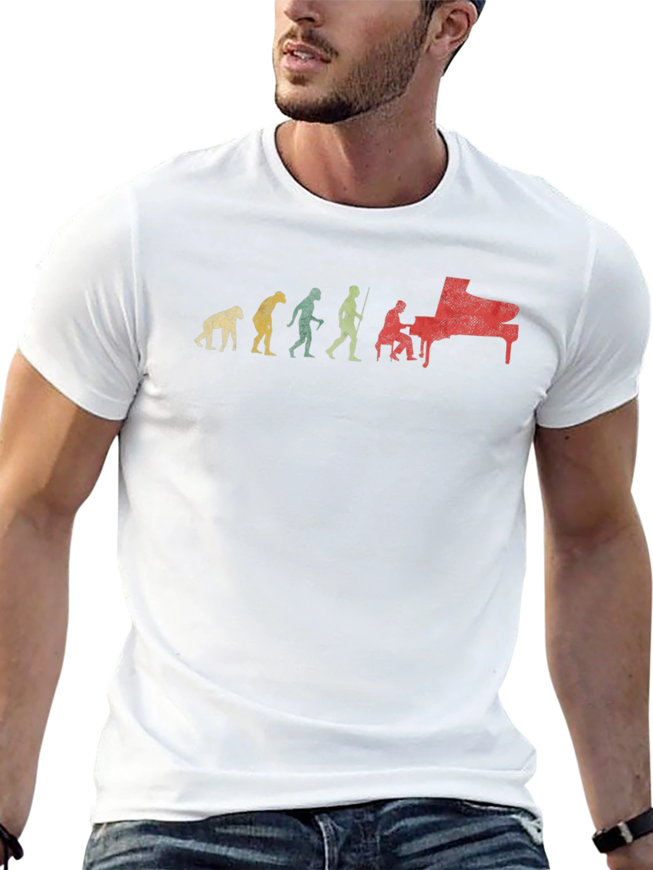 Piano Evolution Graphic Tee - Musicians Humor T-Shirt