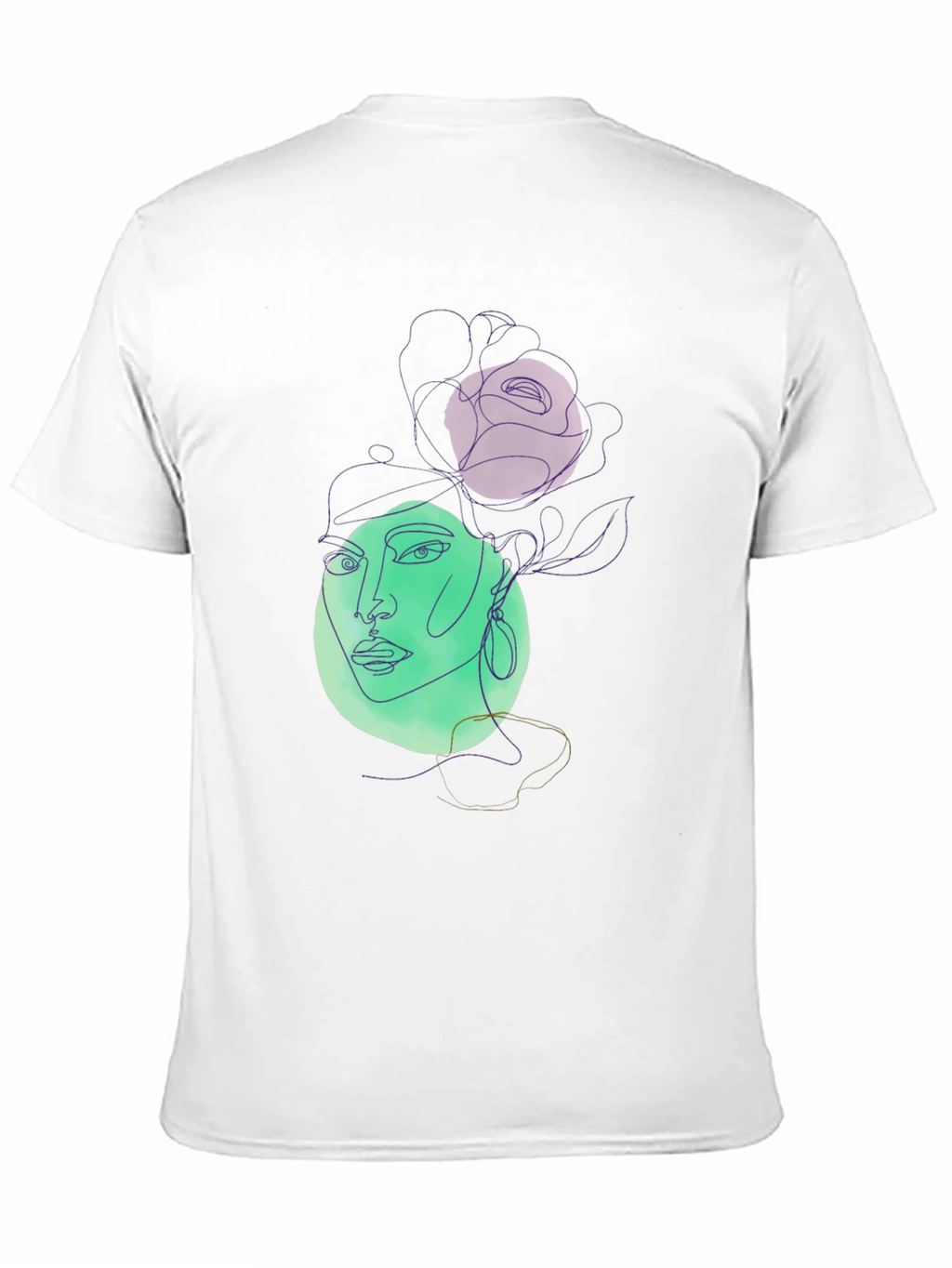 Abstract Line Art Womans Face Black T-Shirt